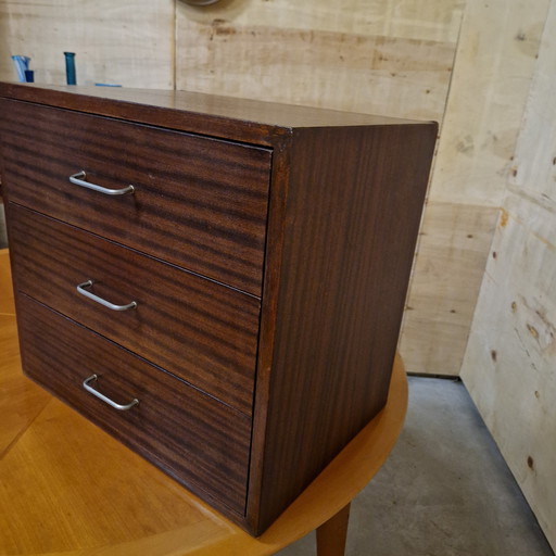 60's vintage teak veneer floating chest of drawers