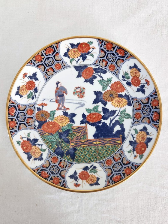 Image 1 of 5 piatti di porcellana giapponese con decorazioni di mani di geisha