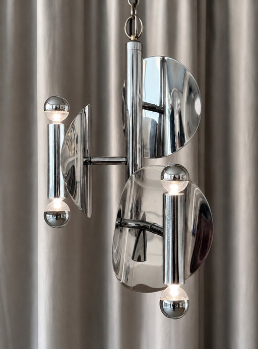 1970s Space Age chrome chandelier – 3 lights – hanglampen, Aluminium