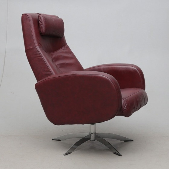 Image 1 of Poltrona girevole di design danese Hjort Knudsen - Pelle nera e cromo