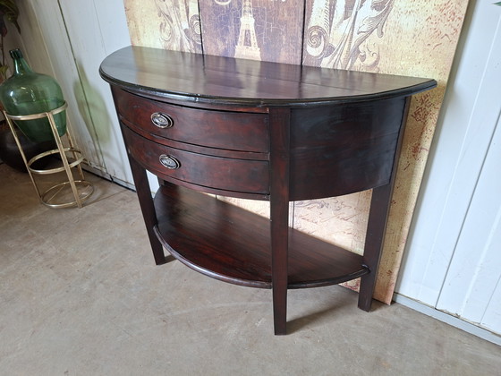 Image 1 of Table d'appoint coloniale en teck, console murale, dimensions : 110 x 40 cm et 79 cm de hauteur.