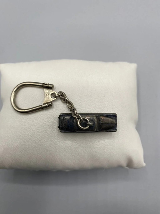 Miniature LHM Keychain - 1960s European Sedan - Antiqued Silver-Tone Metal - Car Collection (photo 2 of 4)