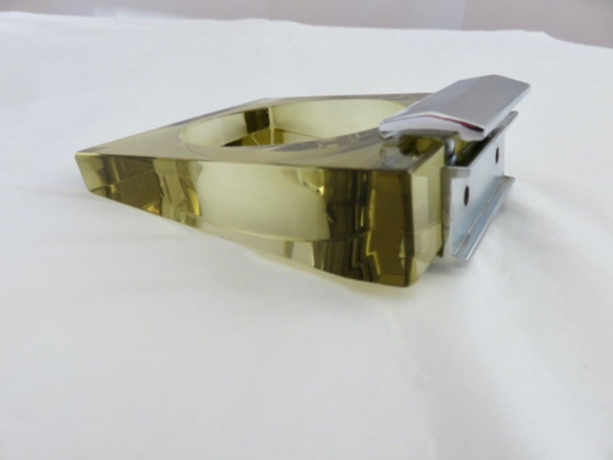 Image 1 of Porte gobelet en verre de Murano et laiton chromé Italy années 70