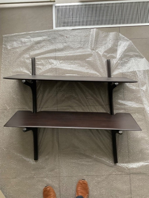 Ethnicraft scaffale da parete 2 ripiani mogano marrone scuro