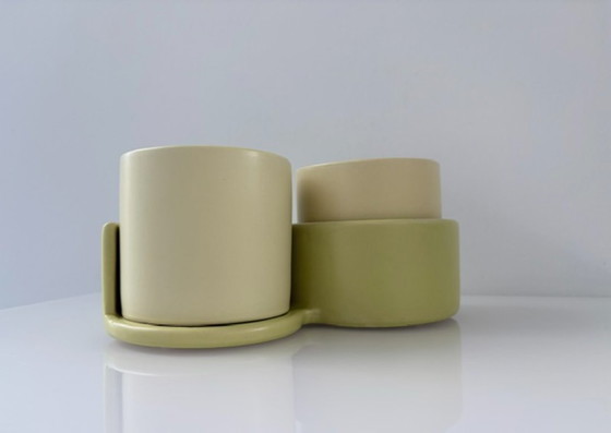 Double design Plant pot Céline de Lys, ceramic retro, Yellow, Modern (photo 3 of 13)