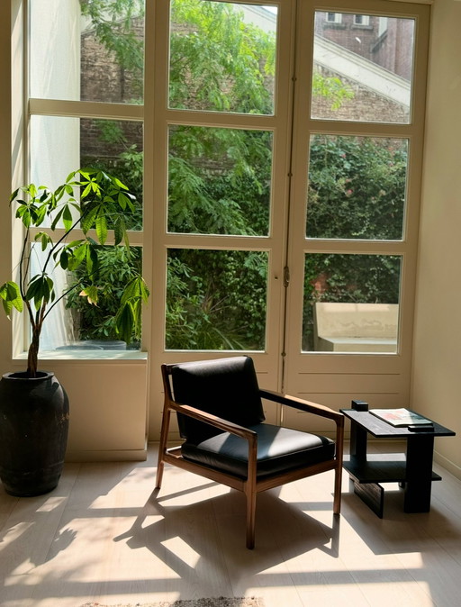 2x Etnicraft Jack fauteuil zwart leer