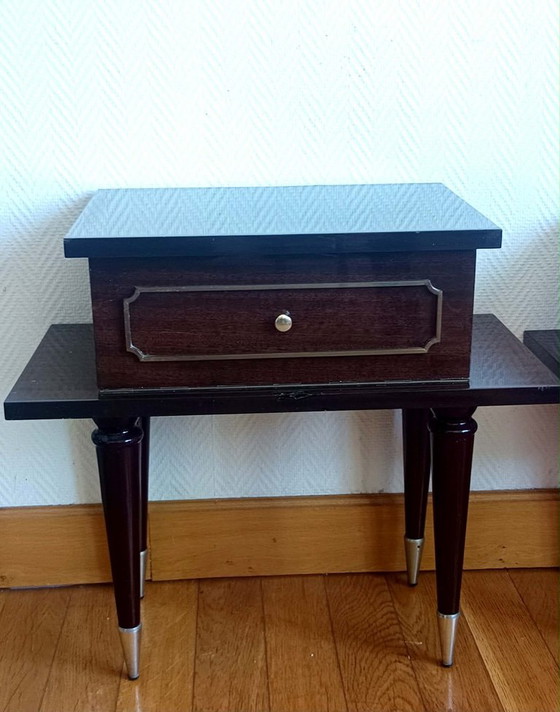 2x Mid-Century Gelakte Houten Nachtkastjes 1950 – Bijzettafels, Wood (photo 4 of 16)
