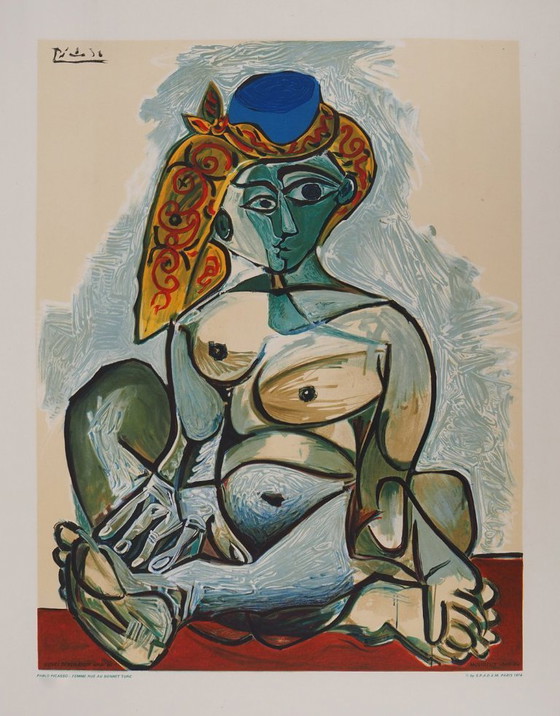 Image 1 of Pablo Picasso - Donna nuda con berretto turco 1974 - Stampa artistica