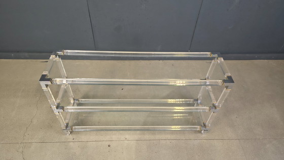 Image 1 of Chrome and lucite console table, 1970s