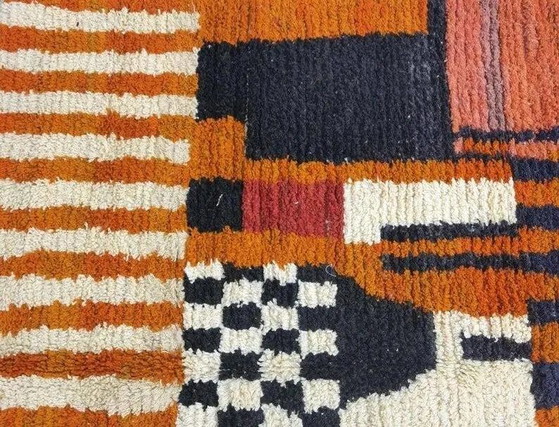 Alfombra bereber marroquí multicolor 300x200 cm – patrón figurativo – hecha a mano – Lana, Algodón, Vintage (photo 5 of 9)