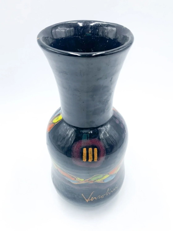 Vase en Céramique Violet Peint à la Main Verzolini des Années 1970 (photo 4 of 5)
