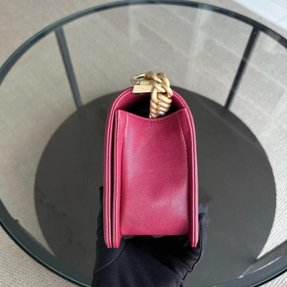 Image 1 of Chanel Boy Medium - Caviar 25CM Quilted Dark Red Golden Hardware Series 26