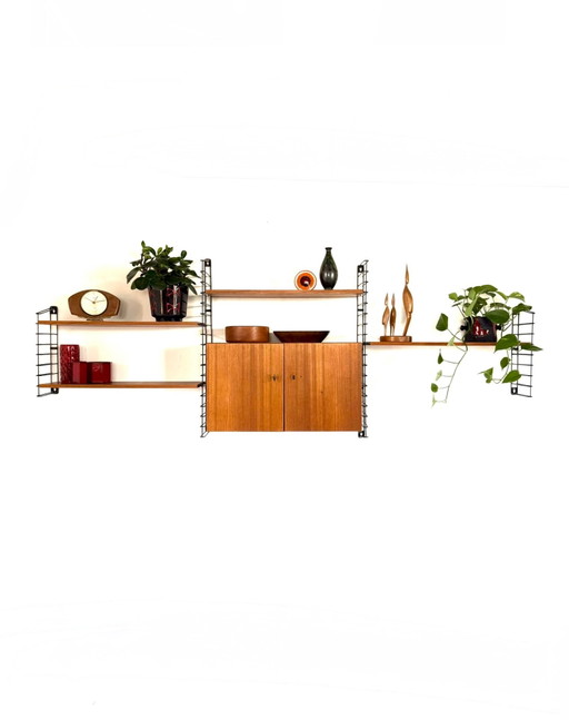 Vintage modulair teakhouten wandsysteem, Munsterring ‘60