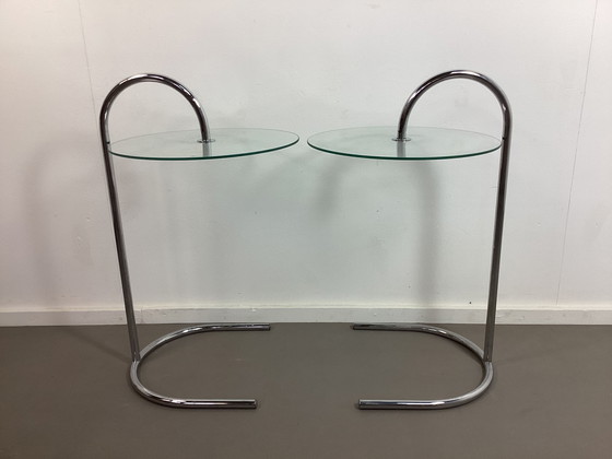 Image 1 of 2 tables vintage Ikea Ry chromées avec verre Björklund 