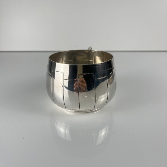 Image 1 of Pair of Art Deco silver-plated cups and saucers, Corbière & Vuillermoz (attributed), France, circa 1920/30.