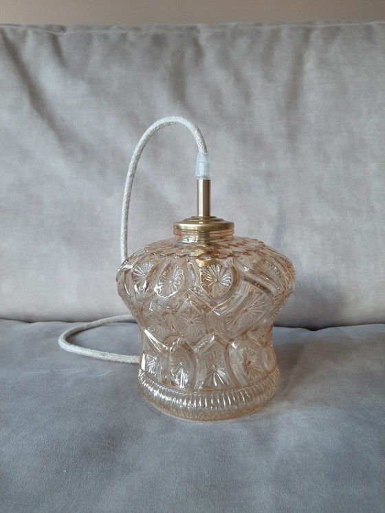 Image 1 of Vintage bubble hanglamp | Vintage bol amberkleur jaren 60