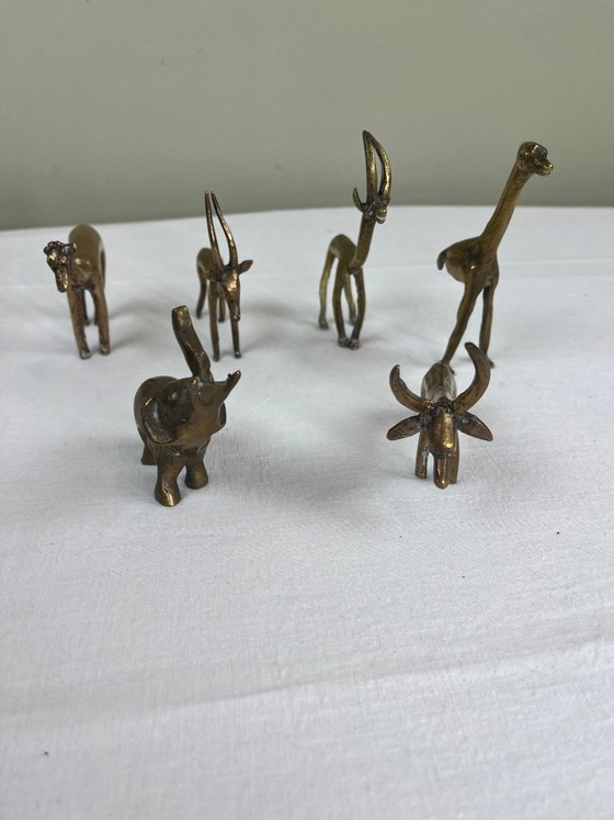 Figurines d'animaux en laiton, ensemble de six, Objets déco, Doré, Vintage (photo 8 sur 9)