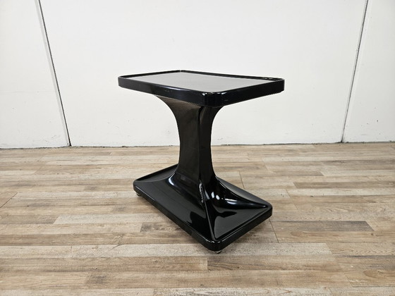 Space Age bijzettafel in zwart plastic met wielen, 1970, Kunststof, Klassiek (foto 2 van 9)