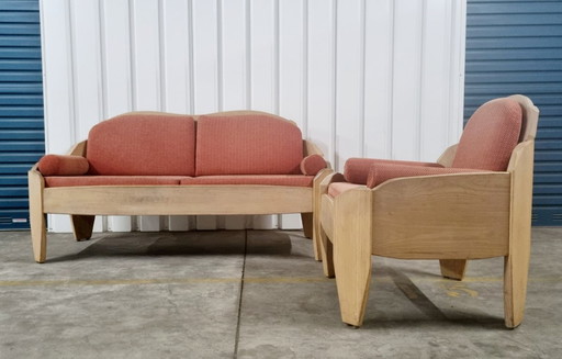 Panca e poltrona in legno massello uniche in stile antroposofico