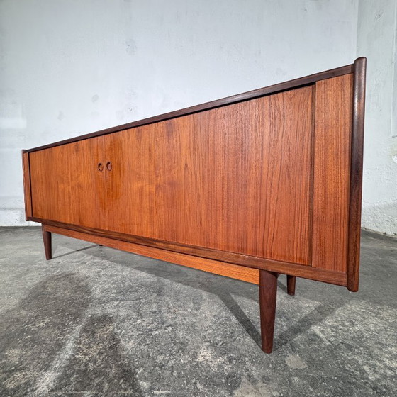 Danish Teak Tambour Sideboard, Attributed to Svend Aage Larsen for Faarup Møbelfabrik, 1960s, Wood, Brown (photo 3 of 20)