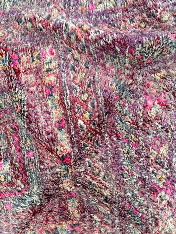 Image 1 of Boujad tapijt 210x390 cm – Vintage Marokkaans tapijt – Groot handgemaakt wollen vloerkleed
