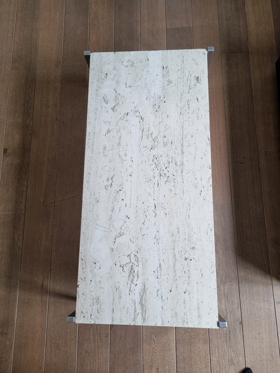 Image 1 of Table basse en travertin et chrome des années 70