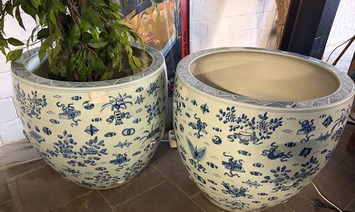2 oude Chinese cachepotten