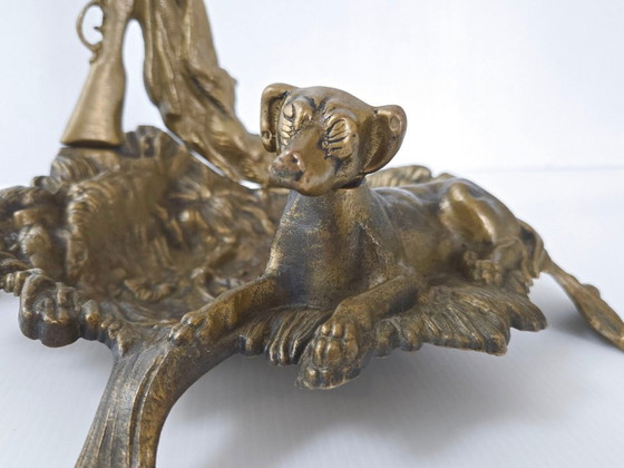 Image 1 of Vintage 1950s Hunting Scene Umbrella Stand in Gilded Brass