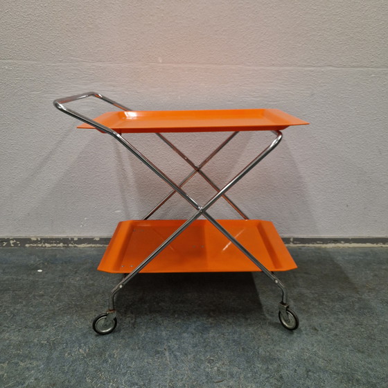 Image 1 of Carrello da tè arancione vintage Barcart degli anni '70