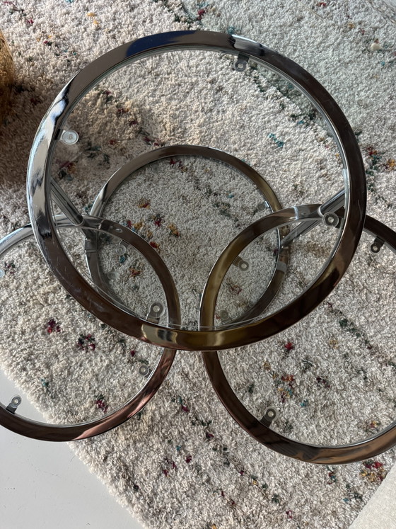 Tavolino da caffè rotondo pieghevole vintage in cromo – Tavolini da caffè, Chrome, Glass (photo 6 of 15)