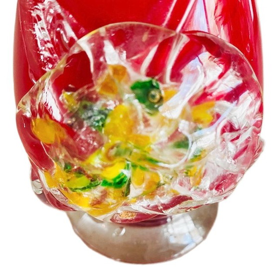 Image 1 of Vintage Murano hand-blown red glass vase 1970s