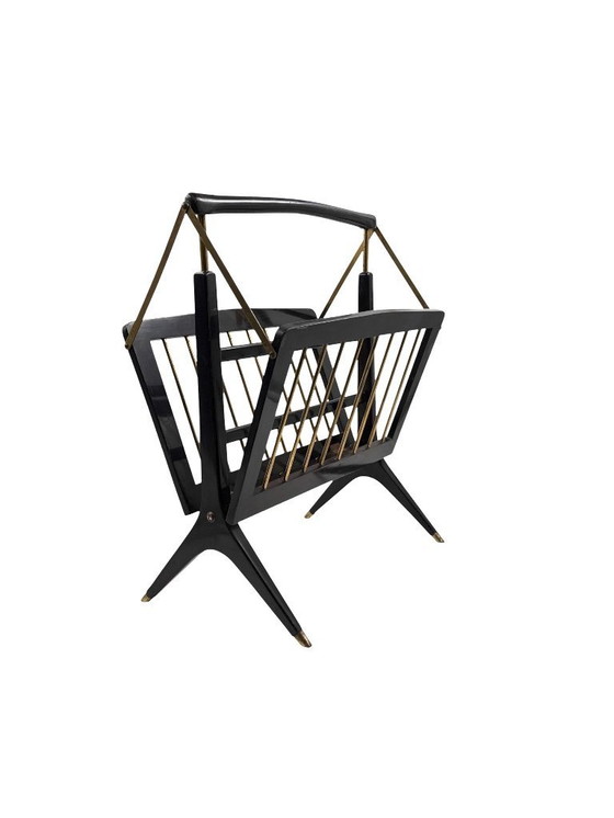 Image 1 of Zeitschriftenständer aus Messing im Mid-Century-Modern-Stil, Ico e Luisa Parisi, Italien, 1950