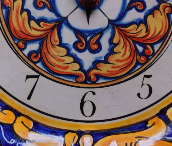 Image 1 of Siciliaanse keramische kunstklok uit 1978, met de hand beschilderd. Junghans-uurwerk.