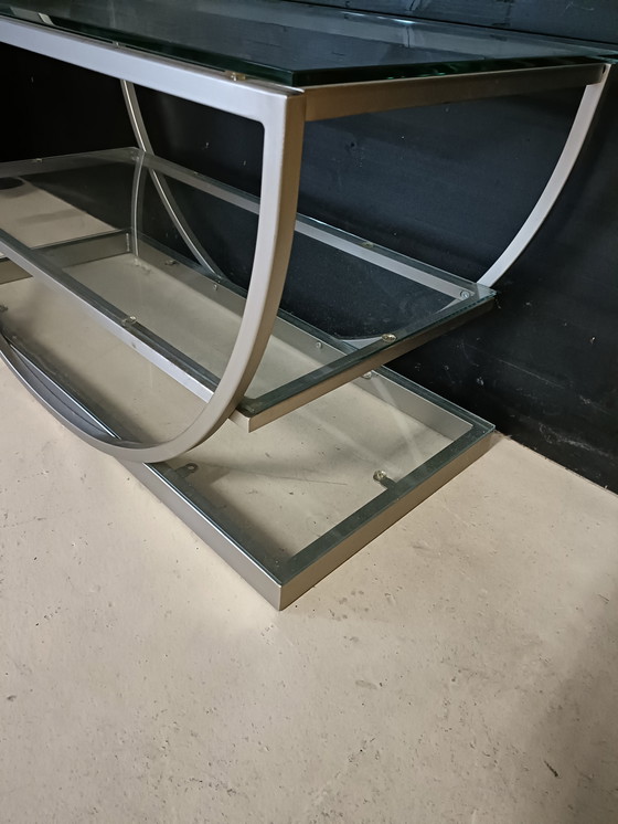 Image 1 of Metal coffee table with glass