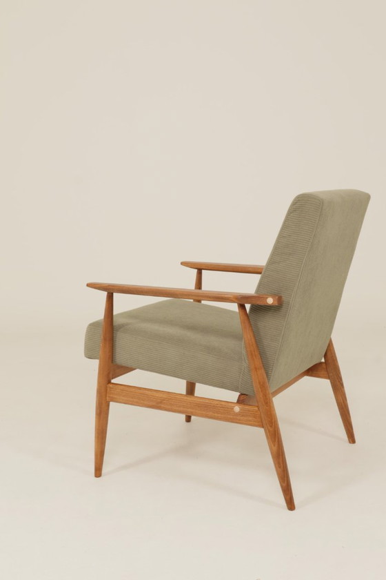 Image 1 of Vintage fauteuil in kakigroen corduroy-design van H.Lis