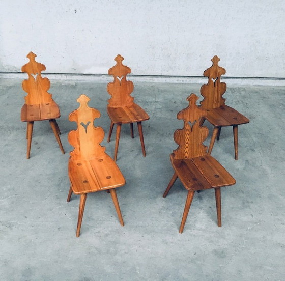 Image 1 of Set di sedie tirolesi in stile brutalista di metà secolo, Polonia anni '60