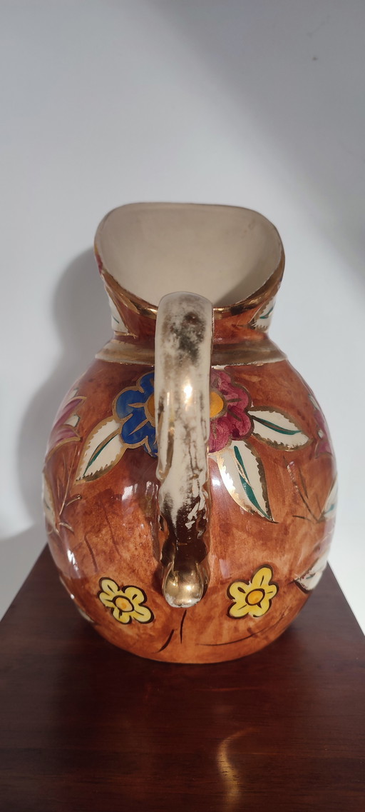 Vintage handbemalter Keramikkrug