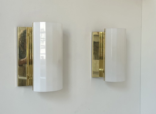 Paire d’appliques en laiton et perspex, Fagerhult Suède 1970