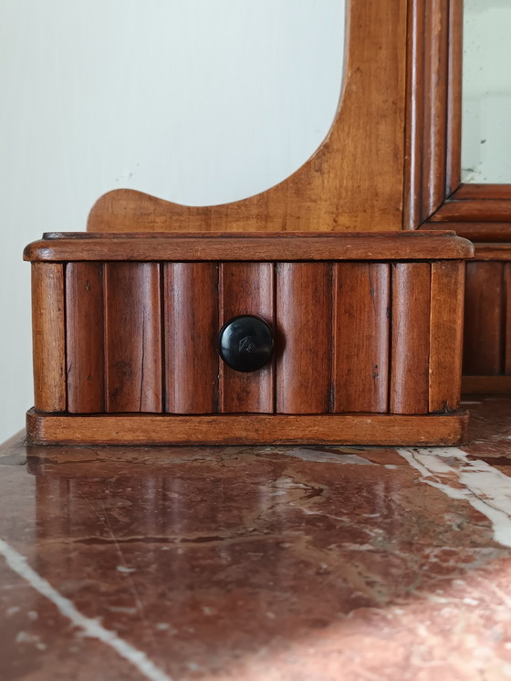 Image 1 of Toletta retrò in legno di ciliegio e marmo