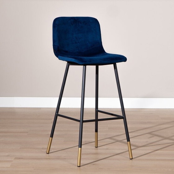 Image 1 of Velvet barkruk mikky blauw