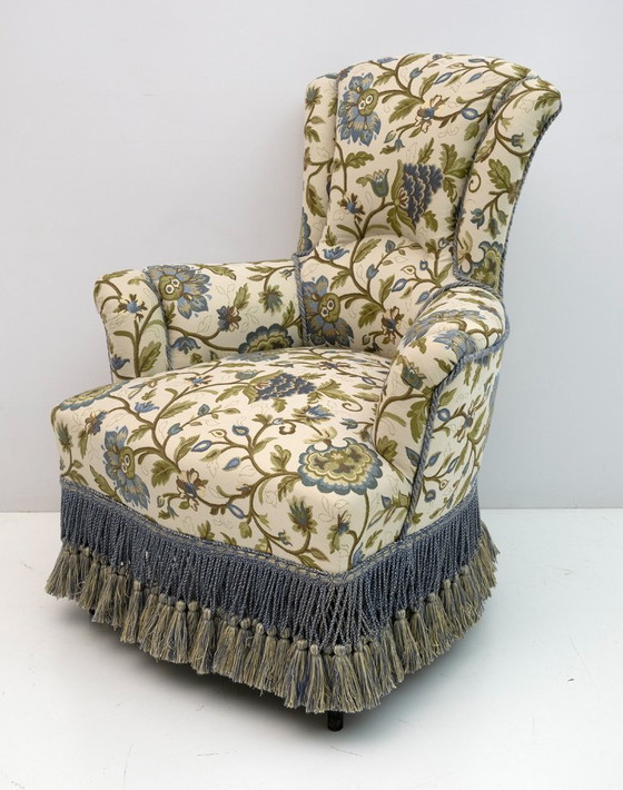 Image 1 of Rare canapé et deux fauteuils en brocart Napoléon III du XIXe siècle