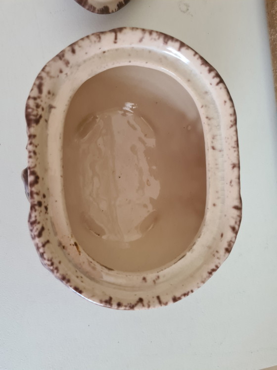 Zuccheriera in ceramica Torhout Art Nouveau ca. 1900 / Sucrier ancien en poterie de Torhout, Maes (photo 5 of 8)