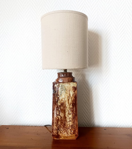 Image 1 of Vintage geglazuurd aardewerk lamp