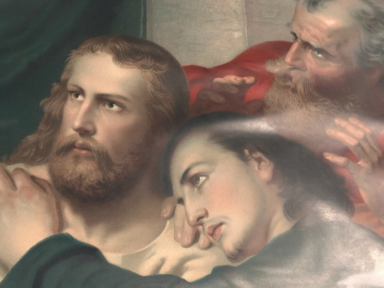 Grande stampa incorniciata dell'Ultima Cena dopo Adolph Schmitz | Cristo e San Giovanni | Arte murale (foto 4 di 15)