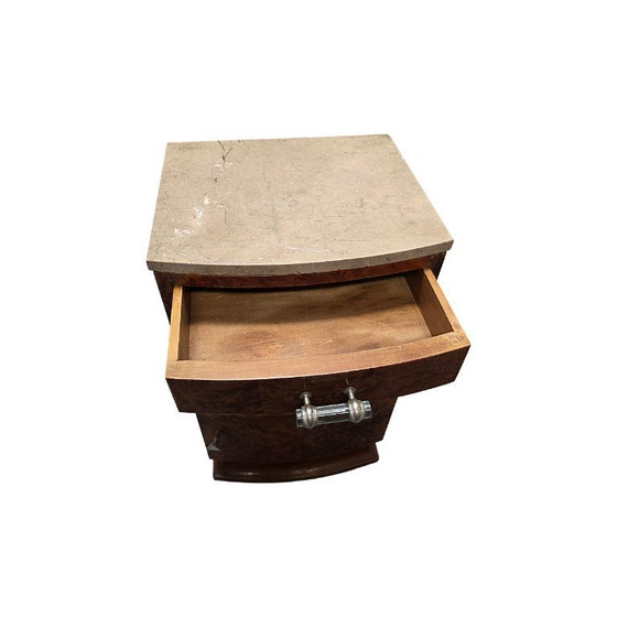 Image 1 of Französischer Art-Deco-Nachttisch aus Wurzelnussholz, 1920er/1930er Jahre