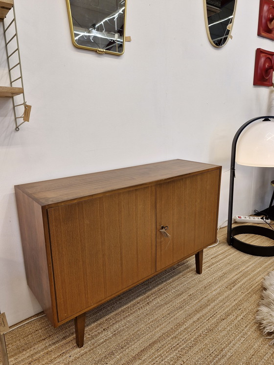 Image 1 of Petit buffet / Jardinière Vintage Placage Teck 70s