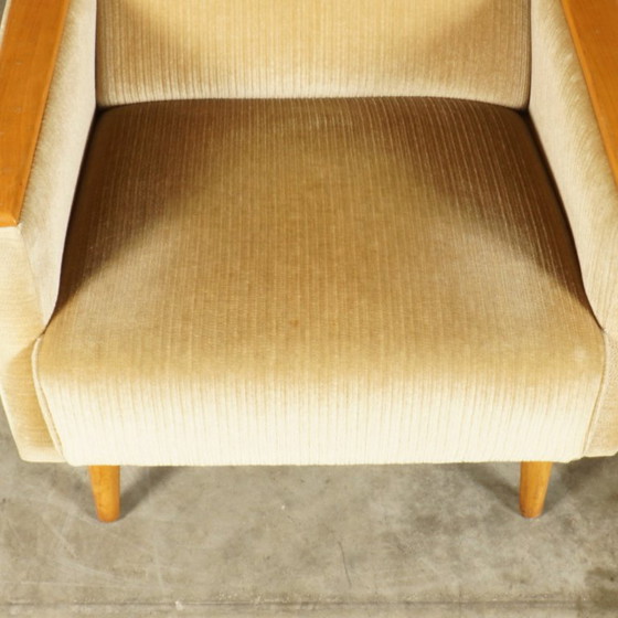 Fauteuil vintage avec repose-pieds - velours beige - années 1960 – Velvet (photo 12 of 15)