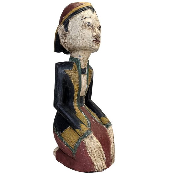 Sculptures javanaises antiques Loro Blonyo – Bois de teck massif – 51 cm – 8.4 kg (photo 3 of 10)