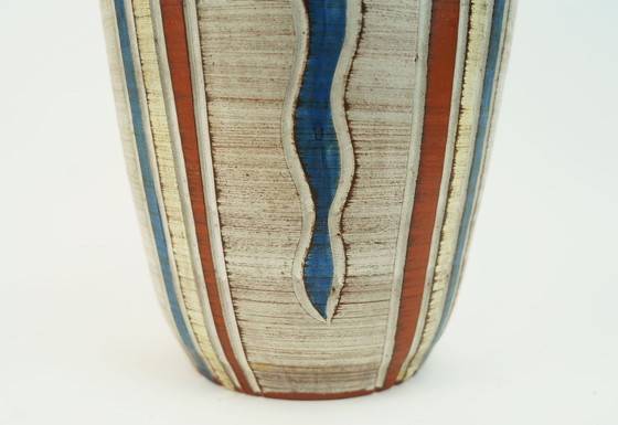 Image 1 of Wunderschöne westdeutsche Vase aus der Mitte des 20. Jahrhunderts, Sawa-Keramik, Sgraffito-Dekor, Modell 300/30 (1950er Jahre)