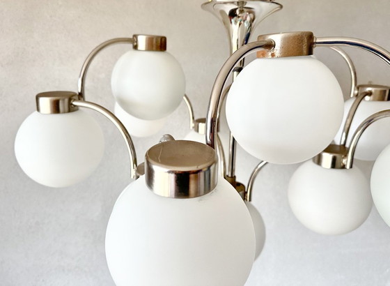 Vintage Boulanger Sputnik Lamp, Ceiling lights, Glass, Metal, Silver (photo 11 of 13)